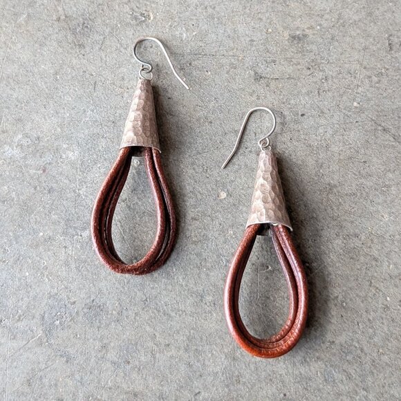 Set of Three Brown Tone Teardrop Dangle Earrings - Picture 9 of 12